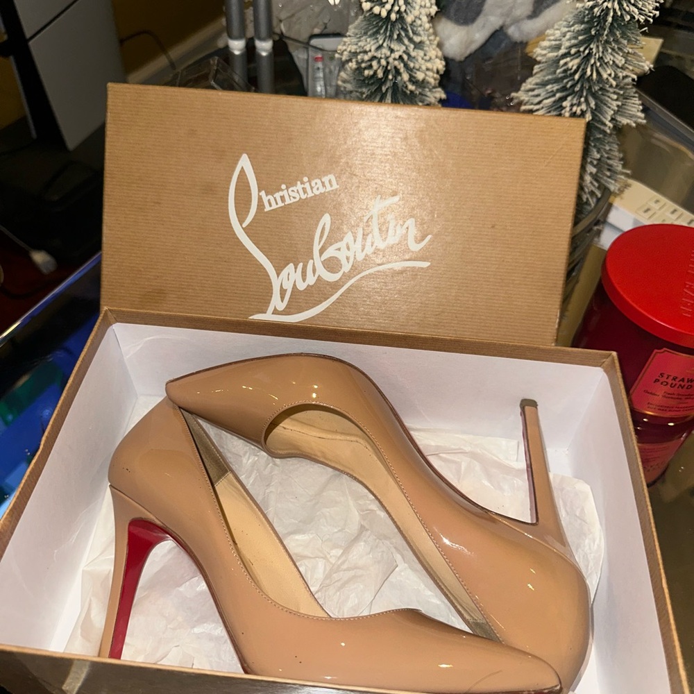 Christian Louboutin Beige Heels with Red Soles